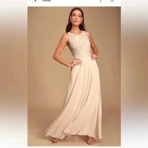 Lulus Forever and Always Blush Lace Maxi Dress SIze XL